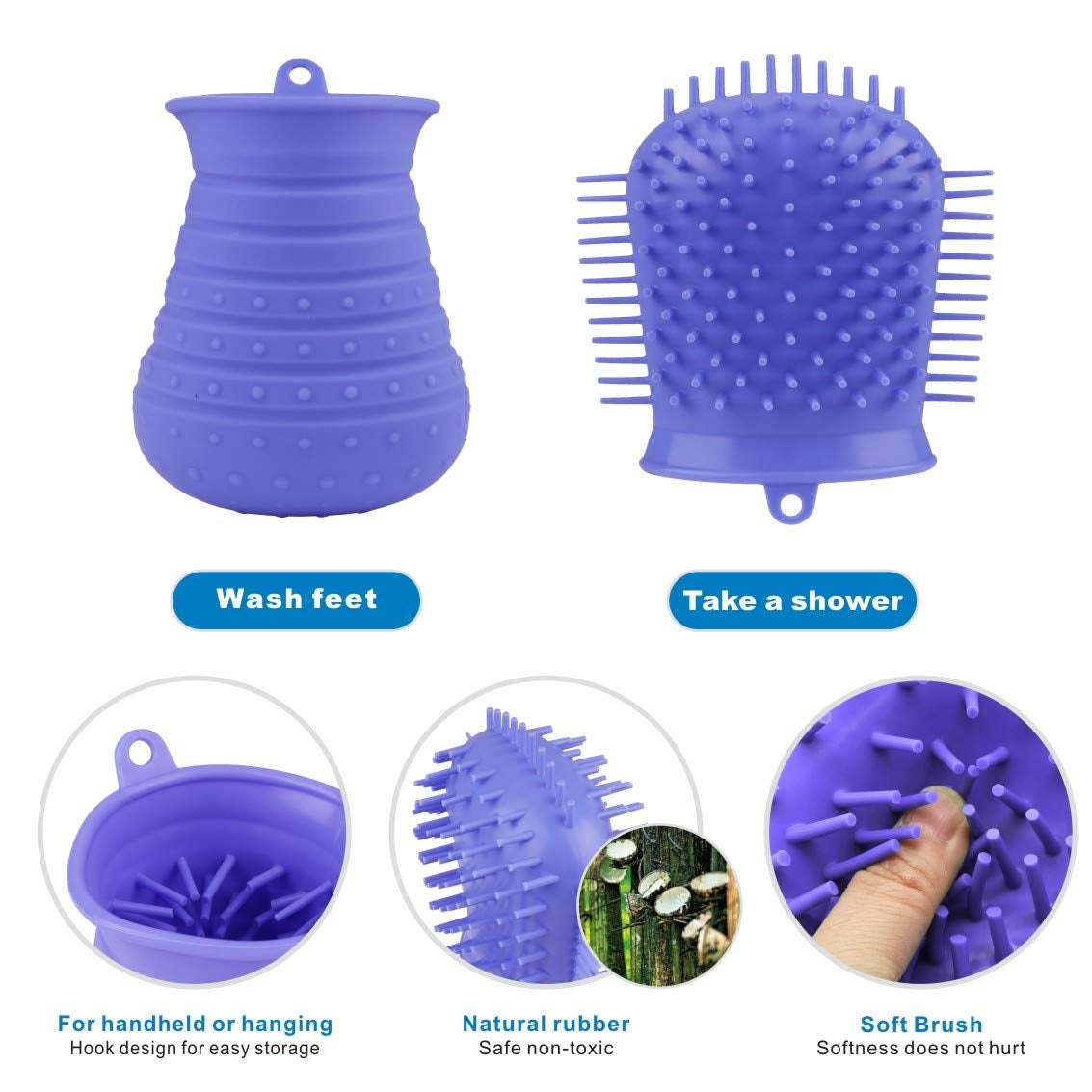 Dog Paw Cleaner Cup with Towel Pet Foot Washer Protable Dogs Cleaning Brush for Puppy Cats Massage Grooming Dirty Claws (Purple)