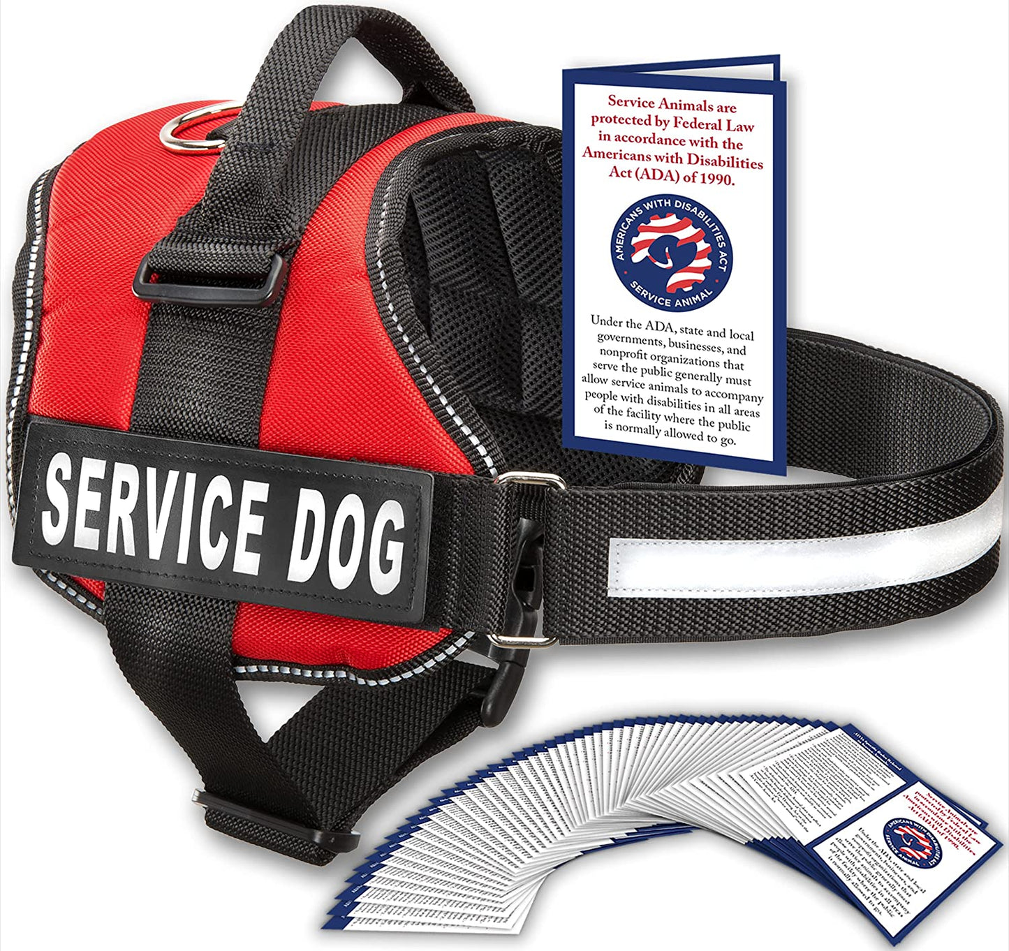 Service Dog Vest with Hook and Loop Straps and Handle - Harness Is Available in 8 Sizes from XXXS to XXL - Service Dog Harness Features Reflective Patch and Comfortable Mesh Design Bright Red