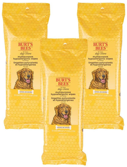 Burt'S Bees for Dogs Multipurpose Grooming Wipes, 50 Ct - Puppy and Dog Wipes for All Purpose Grooming - Burts Bees Wipes, Pet Wipes for Dogs, Puppy Wipes, Dog Face Wipes, Paw Wipes