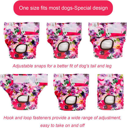 Dog Diapers Female Reusable 3 Pack for Doggie in Heat, Washable Dog Pants