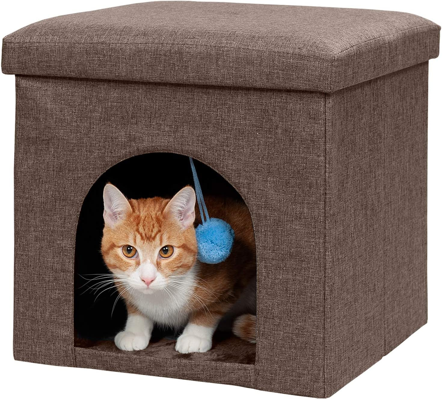 Pet House for Cats, Kittens, and Small Dogs - Ottoman Footstool Dog House and Storage, Felt Cubby Cat Bed House, and More