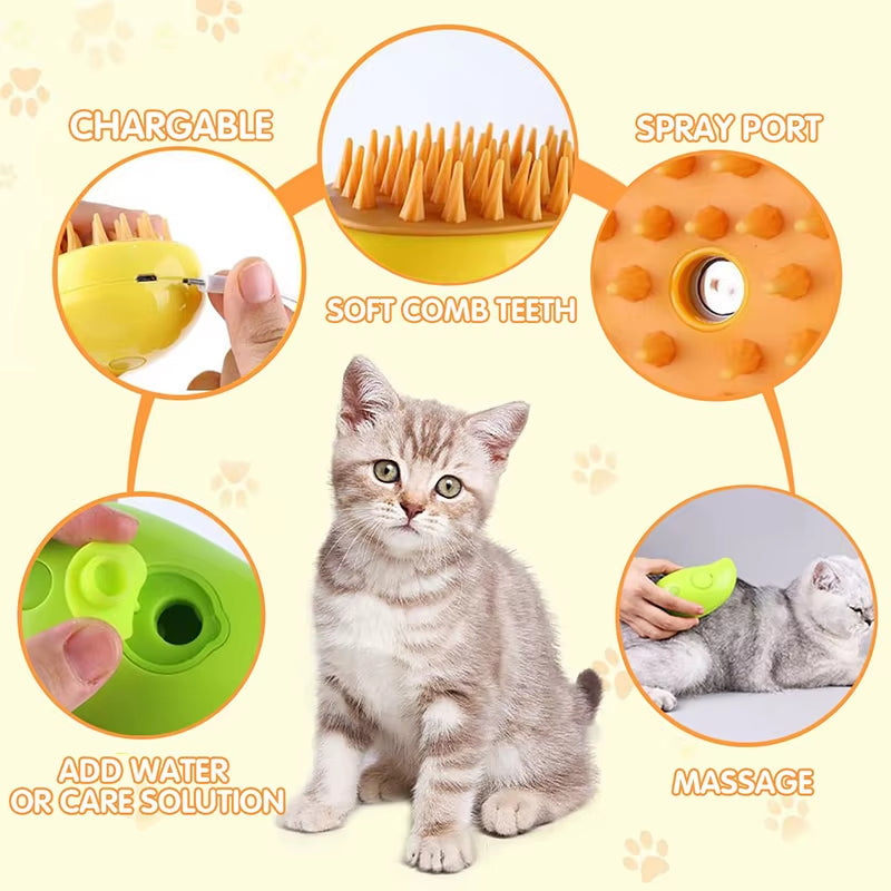 Cat Steam Brush Steamy Dog Comb 3 in 1 Electric Spray Pet Hair Brushes for Dogs Cats Massage Grooming Supplies Hair Removal Comb