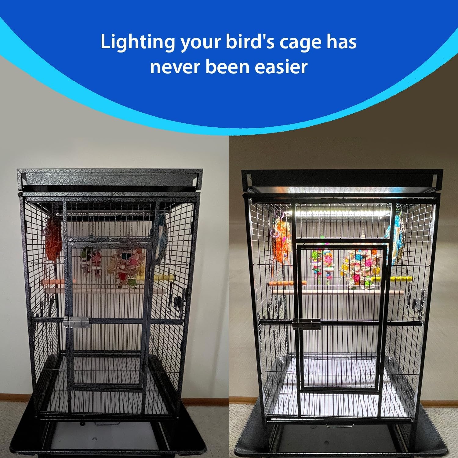 - Bird Cage Light with Chew Guard for Hook Bill Birds & Soft Bill Birds - Full Spectrum LED Pet Light - Simulates Natural Environment