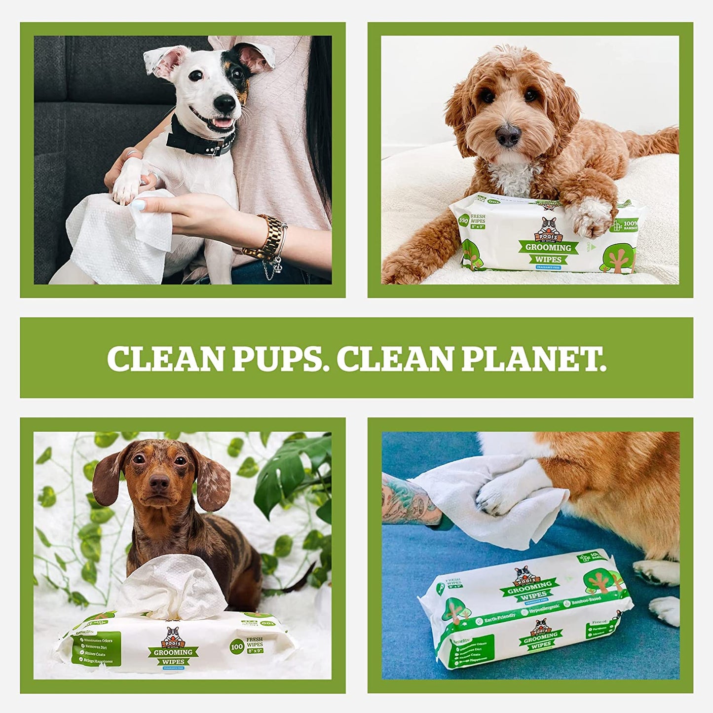 Pogi'S Grooming Wipes - Hypoallergenic Pet Wipes for Dogs & Cats - Plant-Based, Earth-Friendly, Deodorizing Dog Wipes